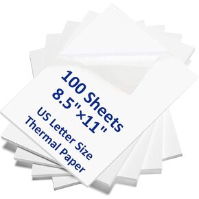 100 Sheets US Letter Size Thermal Paper, 8.5 x 11 Inch Thermal Printer Paper for M08F/A40 Thermal Portable Printer, Continual Feeding Folded Printing Paper