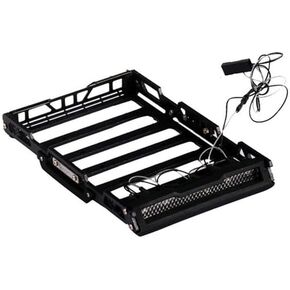 Palumma RC Car Roof Rack Luggage for TRX4M 1/18 1/24 D110 SCX24 FMS Bronco, Alloy roof Luggage Rack Set with Front Headlights