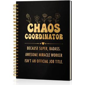 Chaos Coordinator 160 Blank Pages Gold Foil Hardcover Spiral Notebook, Appreciation Gift for Boss Admin Team Leader Coworker, Thank You Gift for Father Mother Teacher Nurse Office Manager in Kuwait