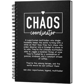 Chaos Coordinator 160 Blank Pages Gold Foil Hardcover Spiral Notebook, Appreciation Gift for Boss Admin Team Leader Coworker, Thank You Gift for Father Mother Teacher Nurse Office Manager