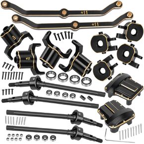 RC Brass Axle widening (+11mm Wider on Each Side) Upgrades Part for 1/18 TRX4M,2 Front Axle,for 4wd w/Front & Rear Axle Covers,Front & Rear+11mm Wider on Each Side