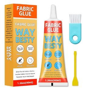 Fabric Glue Permanent, 40ml Liquid Stitch Fabric Glue for Clothing Permanent Washable, Patches, Denim, Leather, Polyester, Flannel, Cotton-Mighty mend it Waterproof (1 Pack 1.36oz)