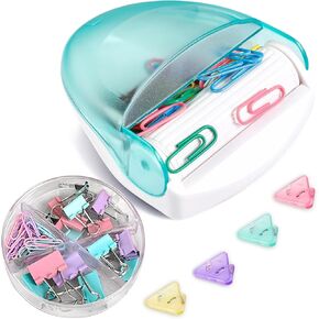 300Pcs Paper Clips with Paper Clip Holder,Cute Magnetic Paper Clip Holder for Desk, 30Pcs Binder Clips Assorted Sizes and 4Pcs Corner Clips Office Supply Set for Office,Home,School Supplies