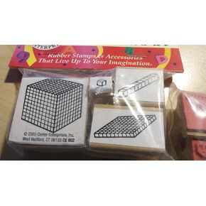 READY 2 LEARN Base 10 Block Stamps - Set of 4 - Wooden Stamps for Early Math Activities and DIY - Use for Flashcards, Worksheets, Homework and Scrapbooks