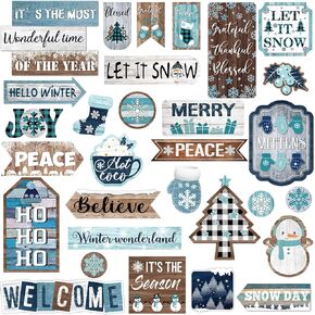 Funrous 30 قطعة عيد الميلاد لوحة الإعلانات الزينة الشتاء الفصول الدراسية ديكور الفرح رقاقات الثلج دعونا الثلج عيد الميلاد القواطع مجموعة لفصل الشتاء عطلة المدرسة المنزل الفصول الدراسية لوحة الجدار الزينة in Kuwait
