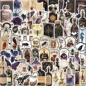 100PCS Potion Labels Stickers, Vintage Apothecary Labels Stickers,Dark Aesthetic WineBottle Stickers,Wizard Potion for Scrapbook DIY Crafts
