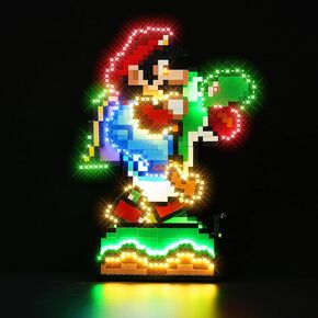 مجموعة إضاءة LED متوافقة مع Lego Super Mario World: Mario & Yoshi، مجموعة إضاءة إبداعية متوافقة مع Lego 71438 (لا توجد نماذج Lego)