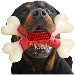 Beef Flavor Durable Nylon Bone Dog Toy for Medium and Large Breeds (RED)