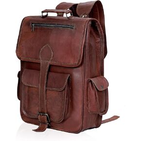 cuero Vintage Full Grain 21 Inch Leather Laptop LARGE Backpack Casual Camping Travel Rucksack Knapsack (glb 26)