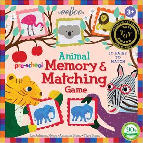 eeBoo: Pre-School Animal Memory and Matching Game, 10 Pairs to Match, Developmental and Educational, Sturdy and Thick Tiles, for Ages 3 and up