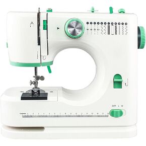 Maxmarrt Mini Sewing Machine, Electric Portable Sewing Machine for Beginners, Adjustable Sewing Speed 12 Stitch Dual Speed with Foot Pedal & Sewing Kit, Green
