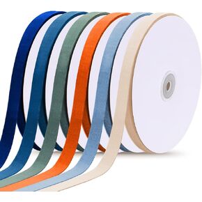 Yunlly 6 Rolls 3/8 Inch Christmas Velvet Ribbon for Gift Wrapping Bow 120 Yards Vintage Assorted Ribbon Multicolored Craft Ribbon for Christmas Wreath Decoration Ornament Making(Elegant Color)