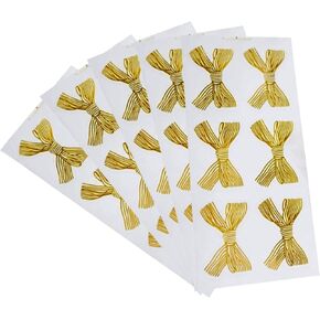 20 Sheets/120 Pieces Gold Transparent Bronzing Bow-Shape Stickers Envelope Seals Gift Label Stickers for Invitation Card, Envelopes Cards, Cookie, Candy Bag, Crafts