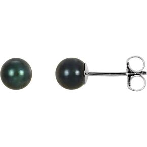 5mm Black Akoya Cultured Pearl Stud Earrings