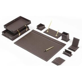 MOOGCO Bonded Set - Desk Accessories - Leather Desk Organizer - Bonded Leather Set - Office Desk Accessories - Home Office Accessories - Desk Supplies - Leather Desk Set - Office Accessories