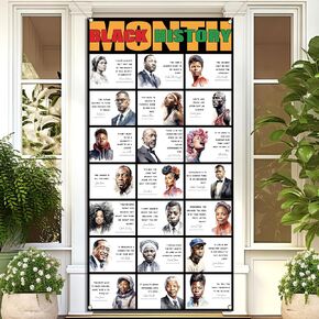 Black History Month Door Cover Historical Famous People African American Heritage Party Decorations School Classroom Office Door Banner