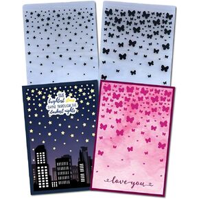 Arbuya 2pcs/lot Butterfly Background Plastic Embossing Folders for Card Making Falling Stars Embossing Folder for Gift Tag Paper Crafting Home Decoration 7x8 inches