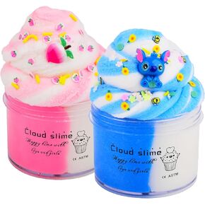 2 Pack Cloud Slime Kit, DIY Stress Relief Toy Scented Slime, for Kid Play Education,Party Favor, Birthday and Gift, Girls and Boys Soft Sludge DIY Toy