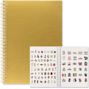 Sparkling Reusable Sticker Book Collecting Album, A5 Size 40 Sheets Release Paper, Perfect Sticker Storage Book for Adults and Kids.(Gold)