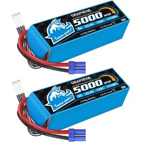 Yowoo 6S Lipo Battery 5000mAh 22.2V 150C Soft Pack Graphene Battery with EC5 Connector for RC Car Truck Airplane Helicopter Quadcopter Boat DJI Airplane (2 Packs)