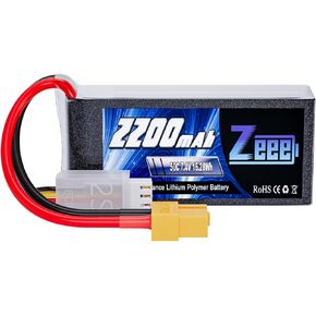 Zeee 2S 2200mAh Shorty Lipo Battery 7.4V 50C RC Battery with XT60 Connector Soft Pack for 1/16 Slash RC Car RC Truck RC Helicopter Airplane Quadcopter Drone RC Boat Racing Models