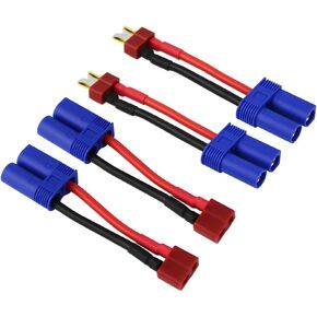 4pcs T-Plug Style to EC5 Male Female RC Connector Adapter with 14awg 2inch Wire(E10-4)