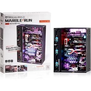 ROBOTIME 3D Plastic Puzzles for Adults & Teens, Bookshelf Kits Futuristic Marble Run Building Set, MR02S (The Future City), Crafts for Adults Hobby Kit Gift for Boys