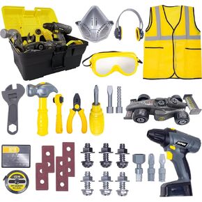 Kids Tool Set with Tool Box Pretend Play Construction Toys for 3 4 5 Year Old Boys Girls STEM Montessori Educational Toys for Kids 4-6 Christma Birthday Gifts Toddler Boy Toys