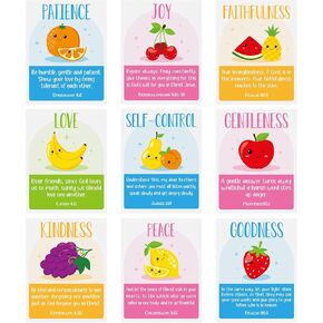 Feifeiya 9 Pcs Fruit of the Spirit Poster Religious Fruit Bible Verse Poster Inspirational Bulletin Board Christian Scripture Wall Art for Classroom Church Sunday School VBS Nursery Bedroom Home Decor