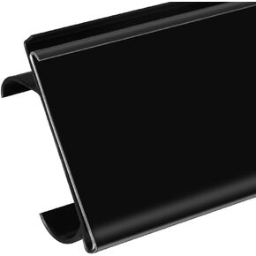 Shelf Label Strips for Standard 1-1/4" to 1-3/8" Wire Shelves, 50 Pack of Snap-On 1.5"H Metro Shelf Strip Price Tag Holders with Clear Plastic Front/Black Back Sign Holder for 43" Long Shelf