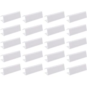 20Pcs Plastic Label Holder Wire Shelf Label Holder,Clip on Tag Holders Ticket Holder,Transparent with Black Sheet