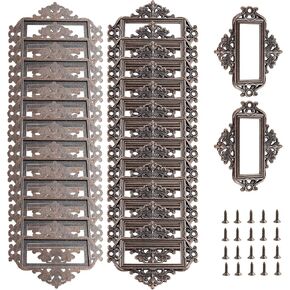 24Pcs Antique Lace-up Label Holder, 2.17x1.7" Zinc Alloy Name Card File Cabinet Label Frame, Vintage Office Library Card Tag Label Holder, Red Bronze