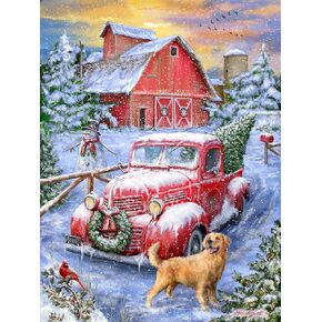 Springbok's Holidays on The Farm 500 Piece Jigsaw Puzzle Features A Nostalgic Winter Themed Puzzle for The Holidays