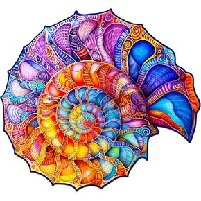 Jigfoxy Wooden Puzzles for Adults, Conch Wood Puzzles Adult, Unique Animal Shape Wooden Jigsaw Puzzles, for Puzzles Lovers Family Friend (S-8.5 * 7.7in-100pcs)
