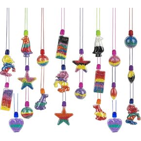 Nikki's Knick Knacks Sand Art Bottle Necklace Assortment - Make Your Own Sand Art Bottle Necklace Craft Kit Party Favors - 12 Piece, Clear