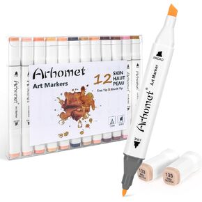 12pcs Grey Gray Alcohol Markers Set, Cool Grey, Warm Grey, Blue Grey, Dual Tip Alcohol Based Art Drawing Permanent Markers for Kids Students Adult Artists.
