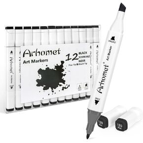 Arhomet 12pcs Green Alcohol Markers Set, Dual Tip Alcohol Based Art Drawing Permanent Markers for Adult Artists (Green) in Saudi Arabia