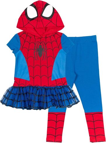 Marvel Avengers Spider-Man Spider-Gwen Captain America Girls Cosplay T-Shirt and Leggings Toddler to Little Kid in Saudi Arabia