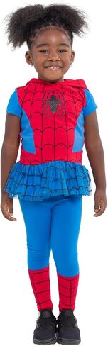 Marvel Avengers Spider-Man Spider-Gwen Captain America Girls Cosplay T-Shirt and Leggings Toddler to Little Kid in Saudi Arabia