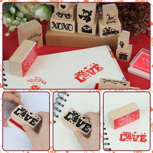 17 قطعة من طوابع مطاطية خشبية للتخرج ومنصات حبر حرفية DIY وسادات طوابع بطاقات حرفية لسكرابوكينغ الأطفال مشروع فني ورقي من القماش الخشبي طوابع عطلة المجيء in Kuwait