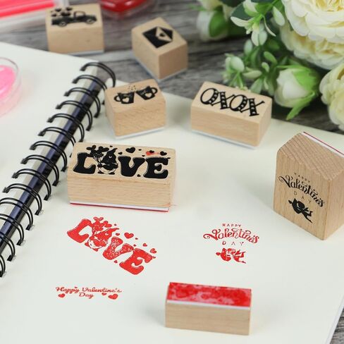 17 قطعة من طوابع مطاطية خشبية للتخرج ومنصات حبر حرفية DIY وسادات طوابع بطاقات حرفية لسكرابوكينغ الأطفال مشروع فني ورقي من القماش الخشبي طوابع عطلة المجيء in Kuwait