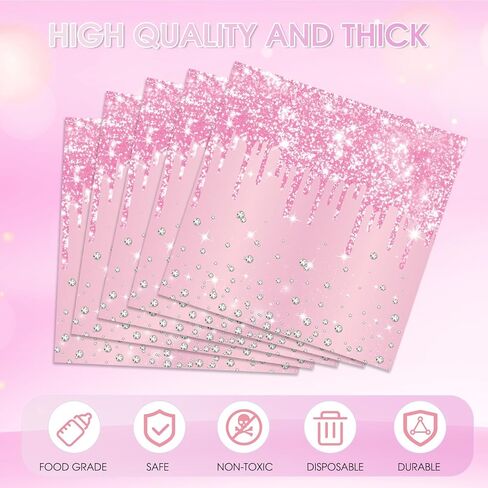 40PCS Happy Birthday Napkins Red Diamond Party Decorations Red Napkins Disposable Beverage Dessert Napkins for Girls Women Brithday Wedding Baby Shower 2 Ply in Kuwait