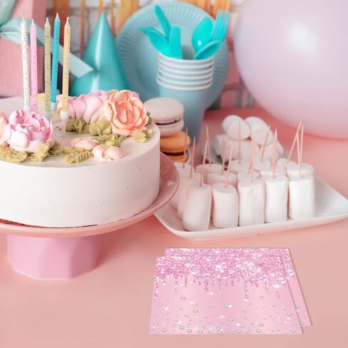 40PCS Happy Birthday Napkins Red Diamond Party Decorations Red Napkins Disposable Beverage Dessert Napkins for Girls Women Brithday Wedding Baby Shower 2 Ply in Kuwait
