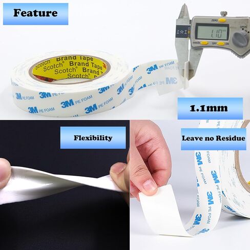 Double Sided Tape,16.5ft PE Foam Tape Heavy Duty,Strong Adhesive Mounting Tape Strips for Picture Hanging Poster,Removable Waterproof No Wall Damage in Saudi Arabia