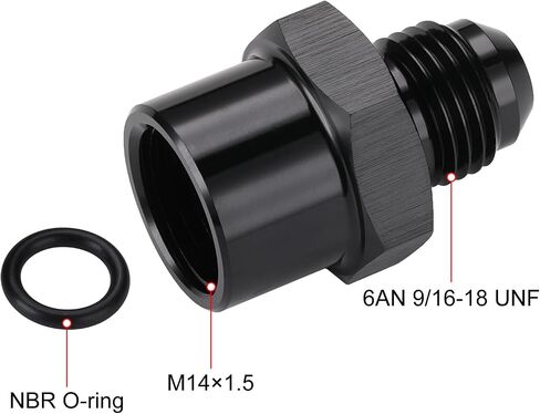 TBI/Vortec 87-98 Truck 6AN Male Flare to Female M16-1.5 O-ring Power Steering Supply Feed Fuel Line Adapter Fitting Connector Aluminum Black in Saudi Arabia