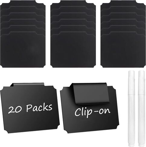 ملصقات سلة، 20 عبوة من الملصقات البلاستيكية مثبتة على صناديق التخزين، علامات سبورة قابلة للإزالة وقابلة لإعادة الاستخدام لتنظيم مكعبات القماش (أسود) in Kuwait