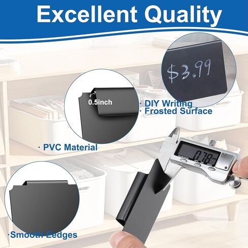 ملصقات سلة، 20 عبوة من الملصقات البلاستيكية مثبتة على صناديق التخزين، علامات سبورة قابلة للإزالة وقابلة لإعادة الاستخدام لتنظيم مكعبات القماش (أسود) in Kuwait