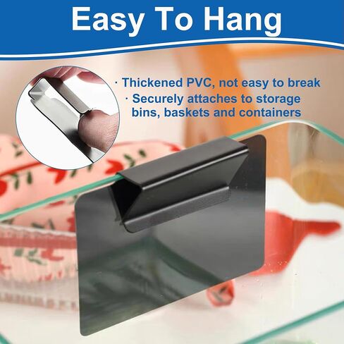 ملصقات سلة، 20 عبوة من الملصقات البلاستيكية مثبتة على صناديق التخزين، علامات سبورة قابلة للإزالة وقابلة لإعادة الاستخدام لتنظيم مكعبات القماش (أسود) in Kuwait