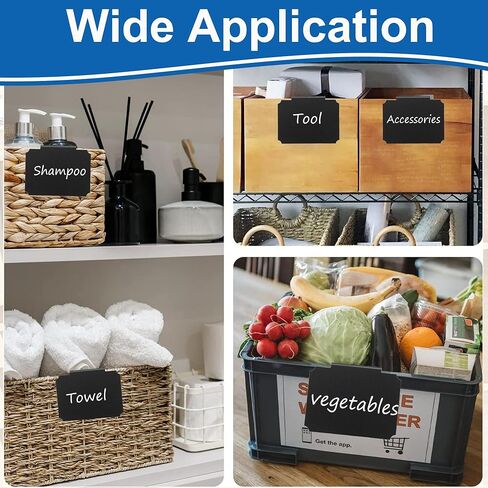 ملصقات سلة، 20 عبوة من الملصقات البلاستيكية مثبتة على صناديق التخزين، علامات سبورة قابلة للإزالة وقابلة لإعادة الاستخدام لتنظيم مكعبات القماش (أسود) in Kuwait