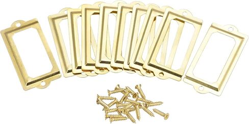 uxcell Metal Label Holders, 83x30mm 10pcs File Name Card Tag Label Holder Frame for Office Library Drawer Cabinet Shelves, Gold Tone in Saudi Arabia